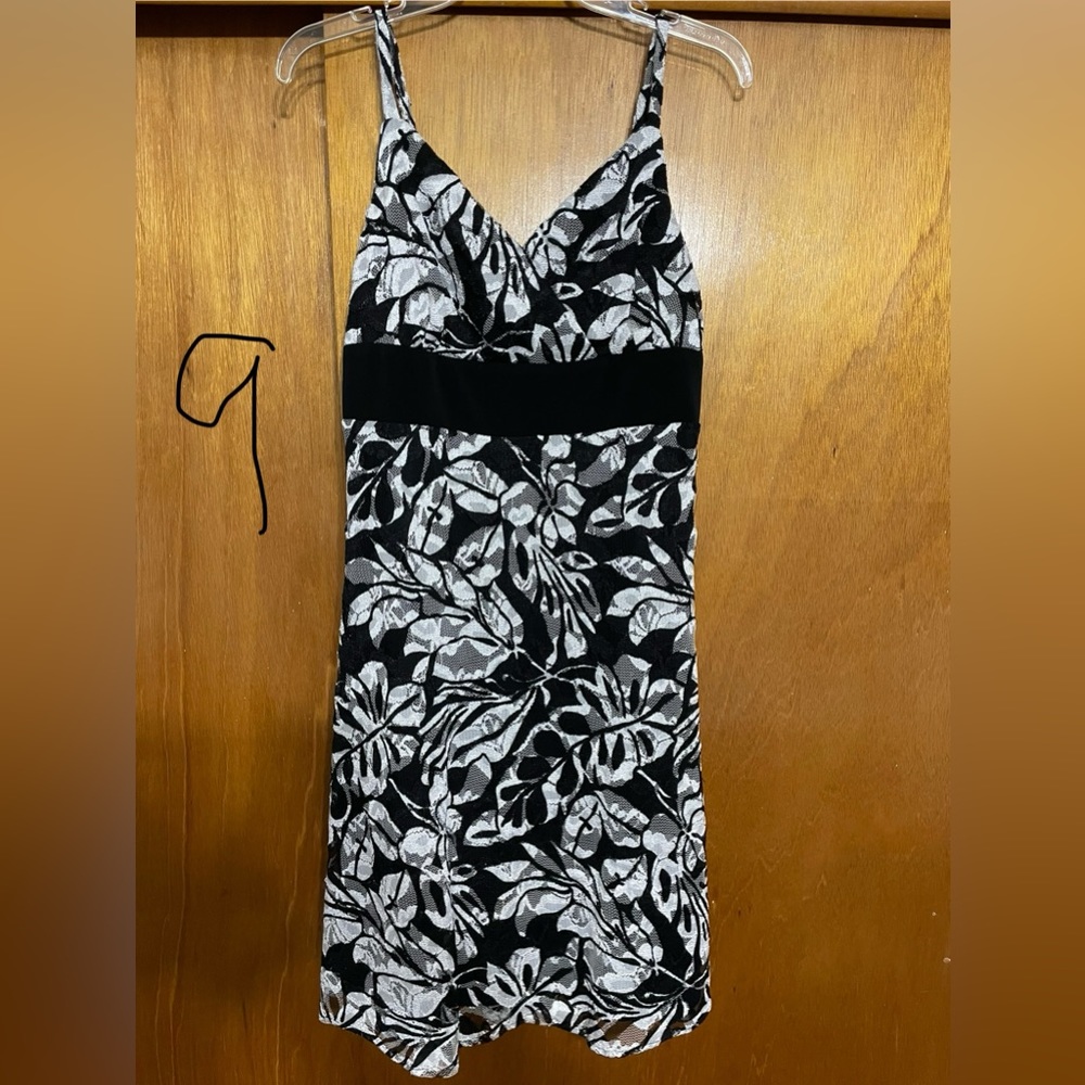 Spaghetti strap lacy black and white dress size 8